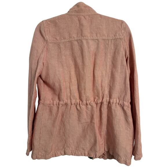 Caslon Women's S Boho Chic Candy Stripe Pink Seersucker Zip Utility Jacket - Picture 2 of 8